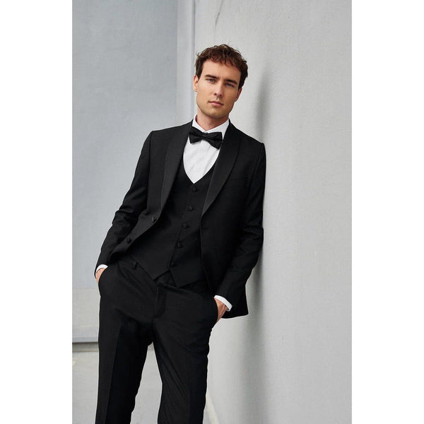 Tiavllya Fashion Men's Suit Flat 3 Pieces Shawl Lapel Tuxedo For Prom (Blazer+vest+Pants)