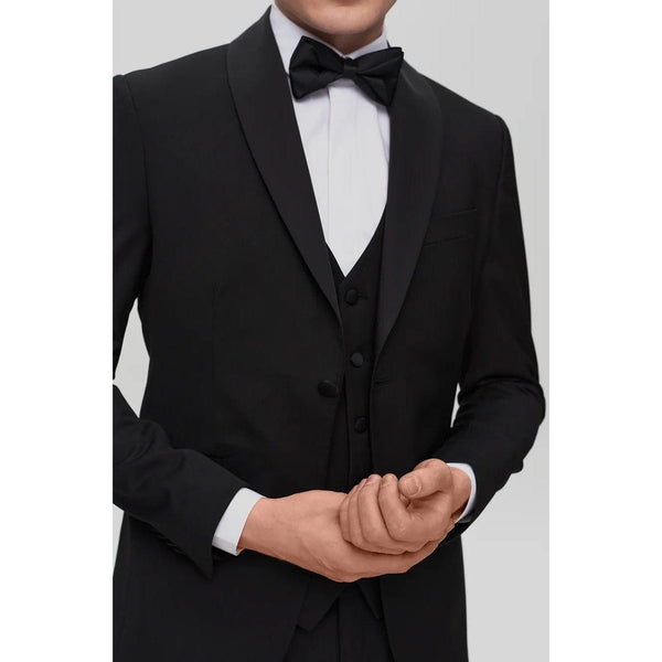 Tiavllya Fashion Men's Suit Flat 3 Pieces Shawl Lapel Tuxedo For Prom (Blazer+vest+Pants)