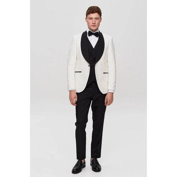 Tiavllya Fashion Men's Suit Flat 3 Pieces Shawl Lapel Tuxedo For Prom (Blazer+vest+Pants)