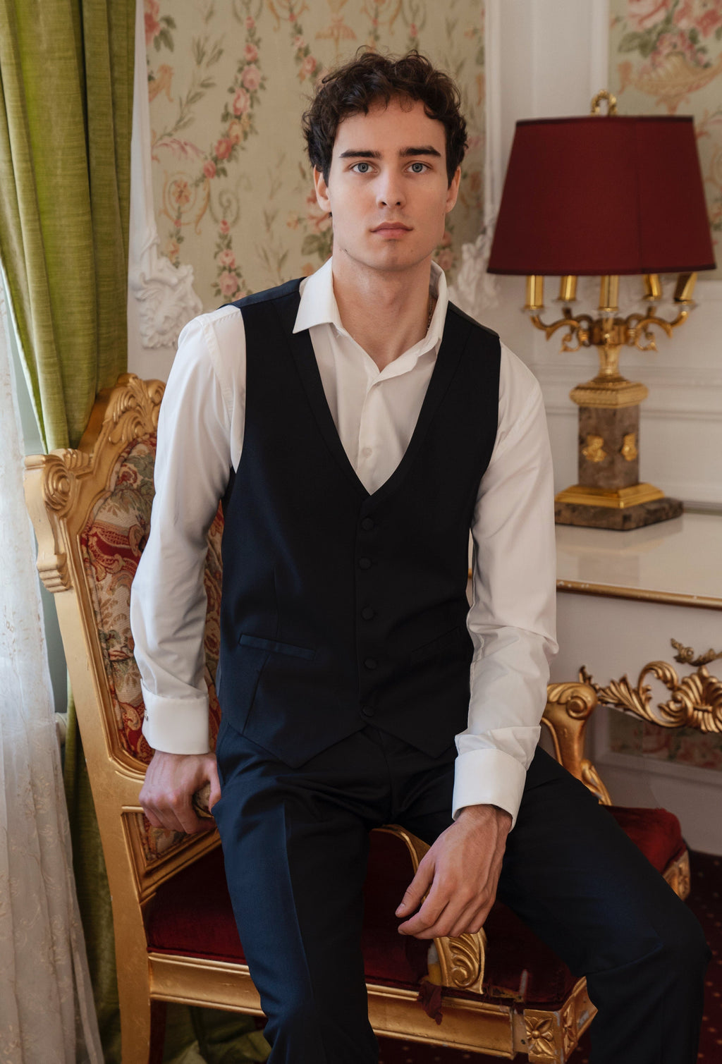 Tiavllya Fashion Men's Suit Flat 3 Pieces Shawl Lapel Tuxedo For Prom (Blazer+vest+Pants)