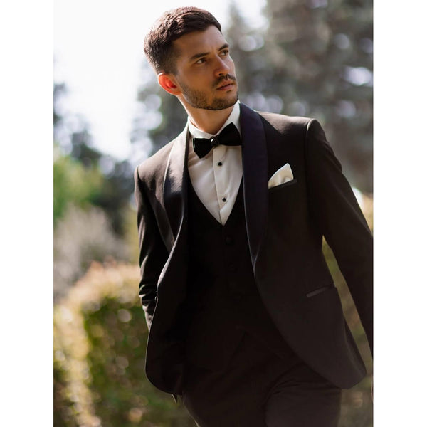 Tiavllya Fashion Men's Suit Flat 3 Pieces Shawl Lapel Tuxedo For Prom (Blazer+vest+Pants)