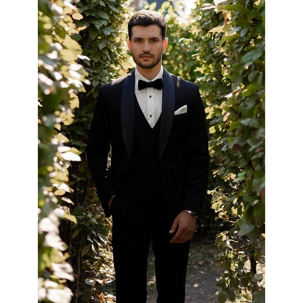 Tiavllya Fashion Men's Suit Flat 3 Pieces Shawl Lapel Tuxedo For Prom (Blazer+vest+Pants)