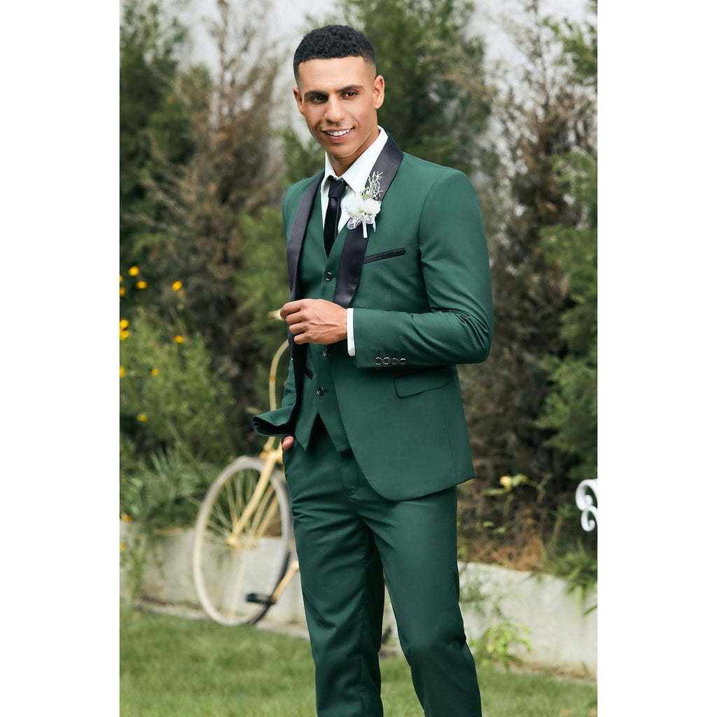 Tiavllya Formal Hunt Green 3 piece prom suit For Men Hunt Green / S Tiavllya Formal Hunt Green 3 piece prom suit For Men Hunt Green / S