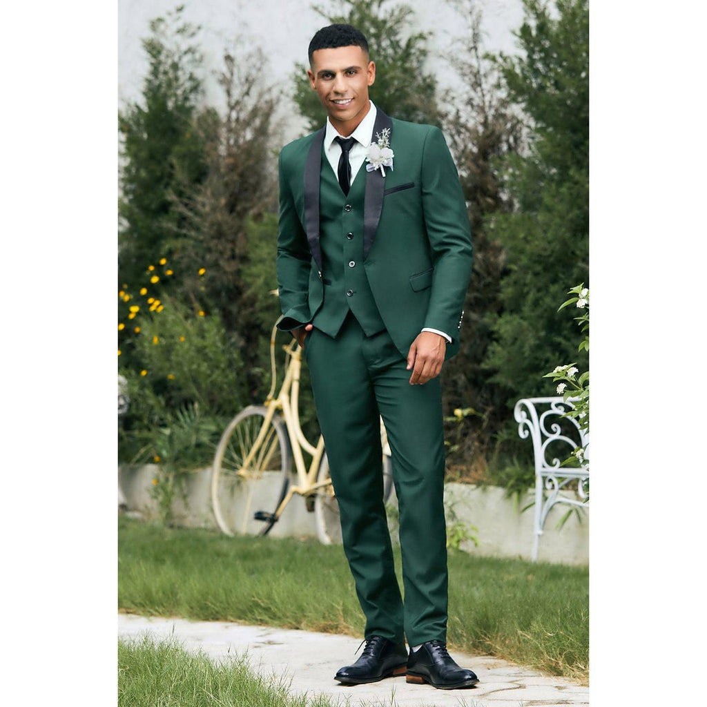 Tiavllya Formal Hunt Green 3 piece prom suit For Men Hunt Green / S
