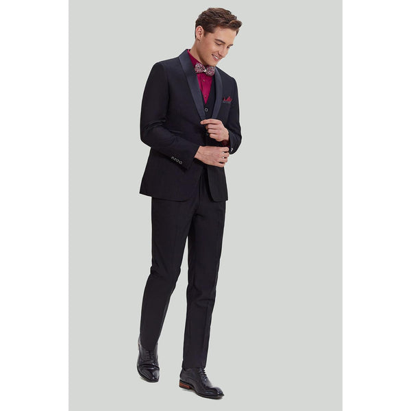 Tiavllya Fashion Men's Suit Flat 3 Pieces Shawl Lapel Tuxedo For Prom (Blazer+vest+Pants)
