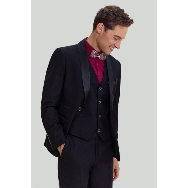 Tiavllya Fashion Men's Suit Flat 3 Pieces Shawl Lapel Tuxedo For Prom (Blazer+vest+Pants)