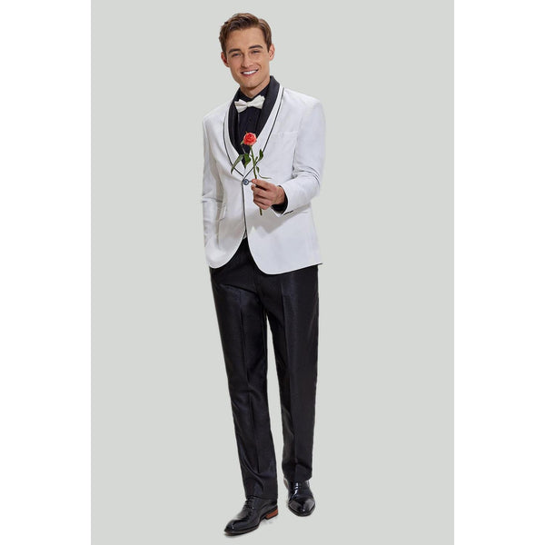 Tiavllya Fashion Men's Suit Flat 3 Pieces Shawl Lapel Tuxedo For Prom (Blazer+vest+Pants)