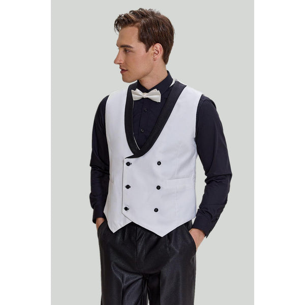 Tiavllya Fashion Men's Suit Flat 3 Pieces Shawl Lapel Tuxedo For Prom (Blazer+vest+Pants)