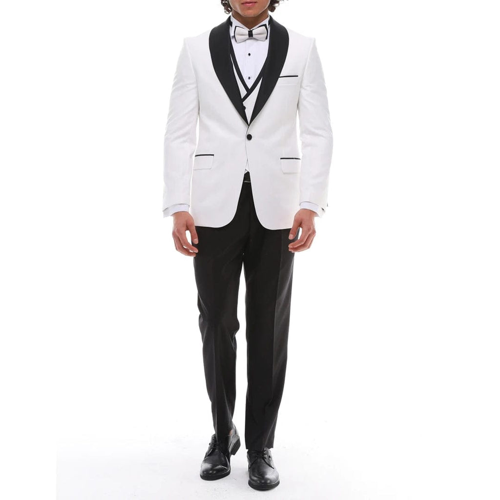 Tiavllya Fashion Men's Suit Flat 3 Pieces Shawl Lapel Tuxedo For Prom (Blazer+vest+Pants)
