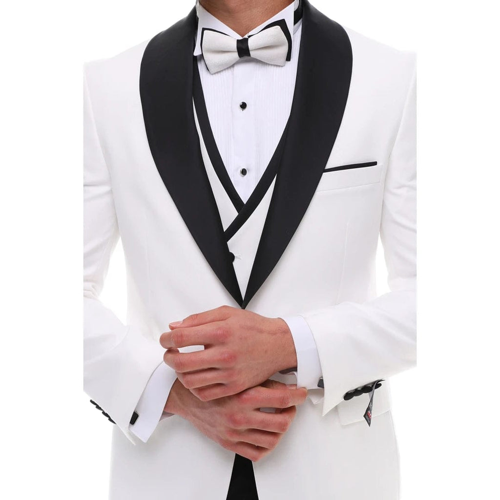 Tiavllya Fashion Men's Suit Flat 3 Pieces Shawl Lapel Tuxedo For Prom (Blazer+vest+Pants)