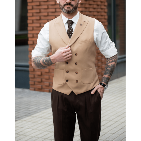Tiavllya Fashion Men's Suit Vest Regular Fit Peak Lapel Waistcoat Wedding