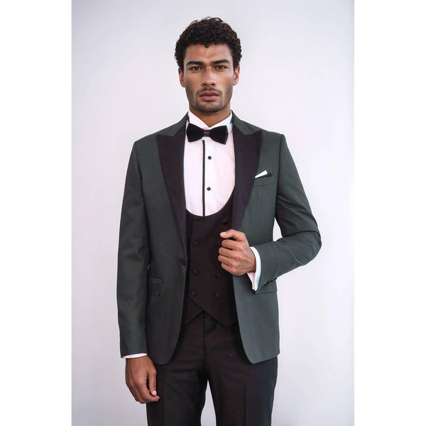 Tiavllya Fashion Men's Suits 3 Pieces Peak Lapel Tuxedos (Blazer+Vest+ Pant)
