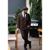 Tiavllya Fashion Men's Suits Coffee 3 Pieces Peak Lapel Tuxedos (Blazer+Vest+ Pant)