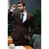 Tiavllya Fashion Men's Suits Coffee 3 Pieces Peak Lapel Tuxedos (Blazer+Vest+ Pant)