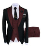 Tiavllya Fashion Men's Suits Slim Fit 3 Pieces Notch Lapel Tuxedos (Black Blazer+Vest+ Pant)