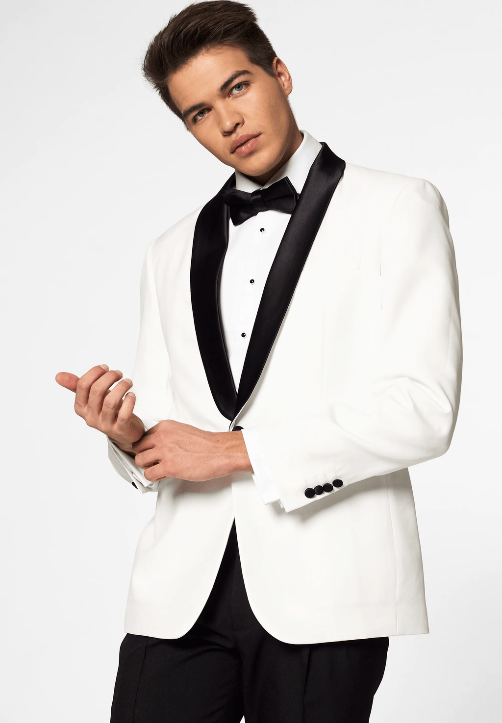 Tiavllya Fashion Men's White Suit Slim Fit 2 Pieces Shawl Lapel Tuxedo For Wedding (Blazer+Pants)