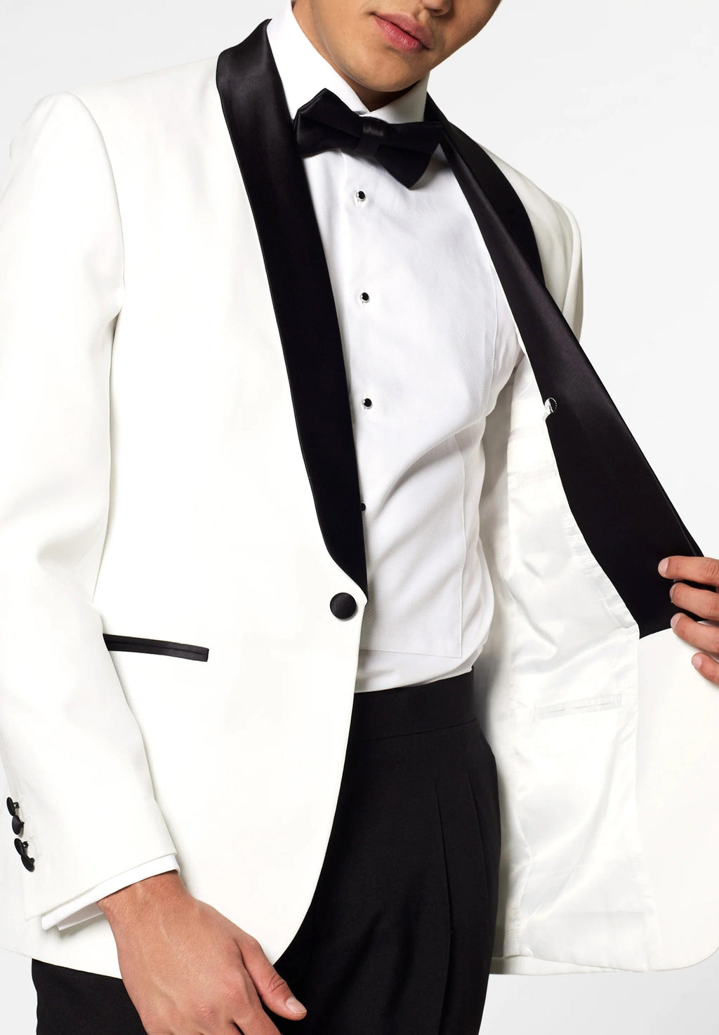 Tiavllya Fashion Men's White Suit Slim Fit 2 Pieces Shawl Lapel Tuxedo For Wedding (Blazer+Pants)