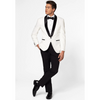 Tiavllya Fashion Men's White Suit Slim Fit 2 Pieces Shawl Lapel Tuxedo For Wedding (Blazer+Pants)