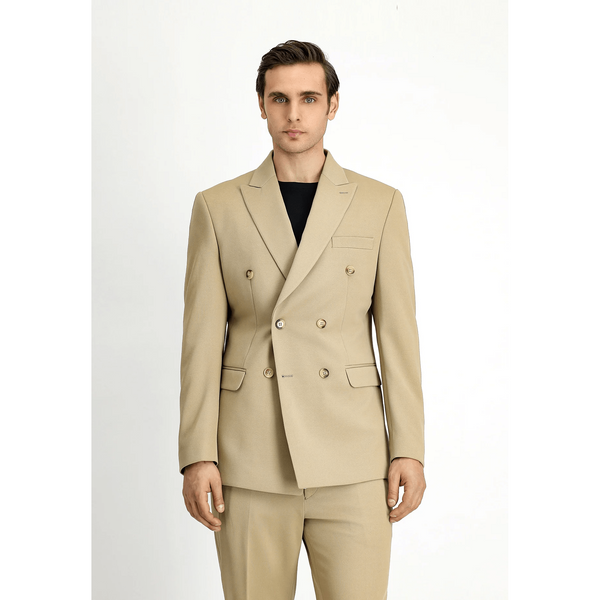 Tiavllya Fashion Mens 2 Pieces Suit Flat Champagne Tuxedos For Wedding (Blazer+Pants)