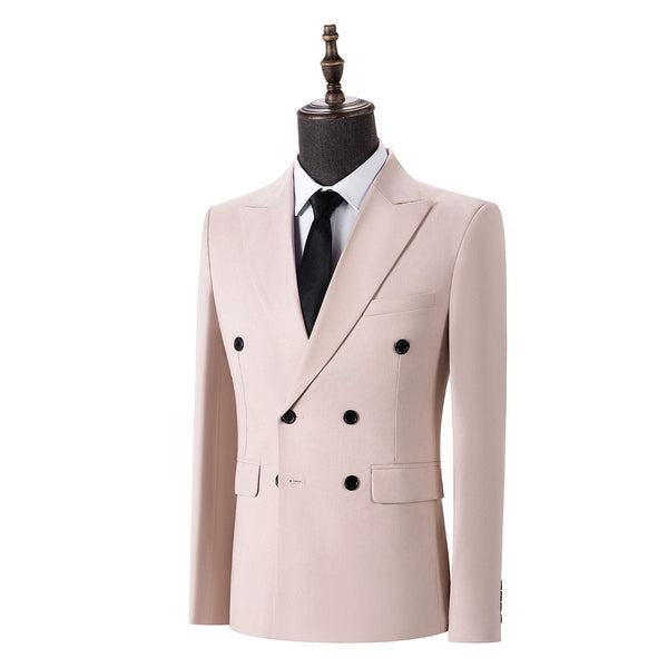 Tiavllya Fashion Mens 2 Pieces Suit Flat Double Breasted Tuxedos For Wedding (Blazer+Pants)