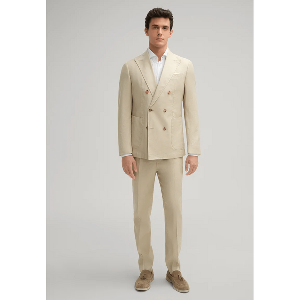 Tiavllya Fashion Mens 2 Pieces Suit Flat Double Breasted Tuxedos For Wedding (Blazer+Pants)