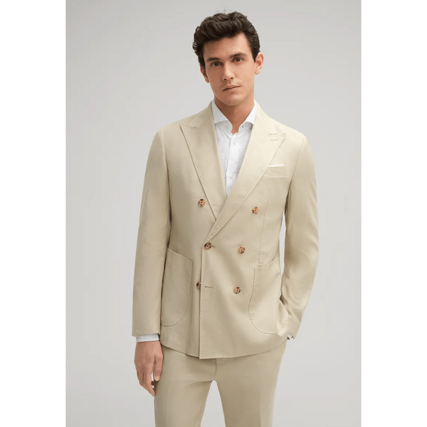 Tiavllya Fashion Mens 2 Pieces Suit Flat Double Breasted Tuxedos For Wedding (Blazer+Pants)