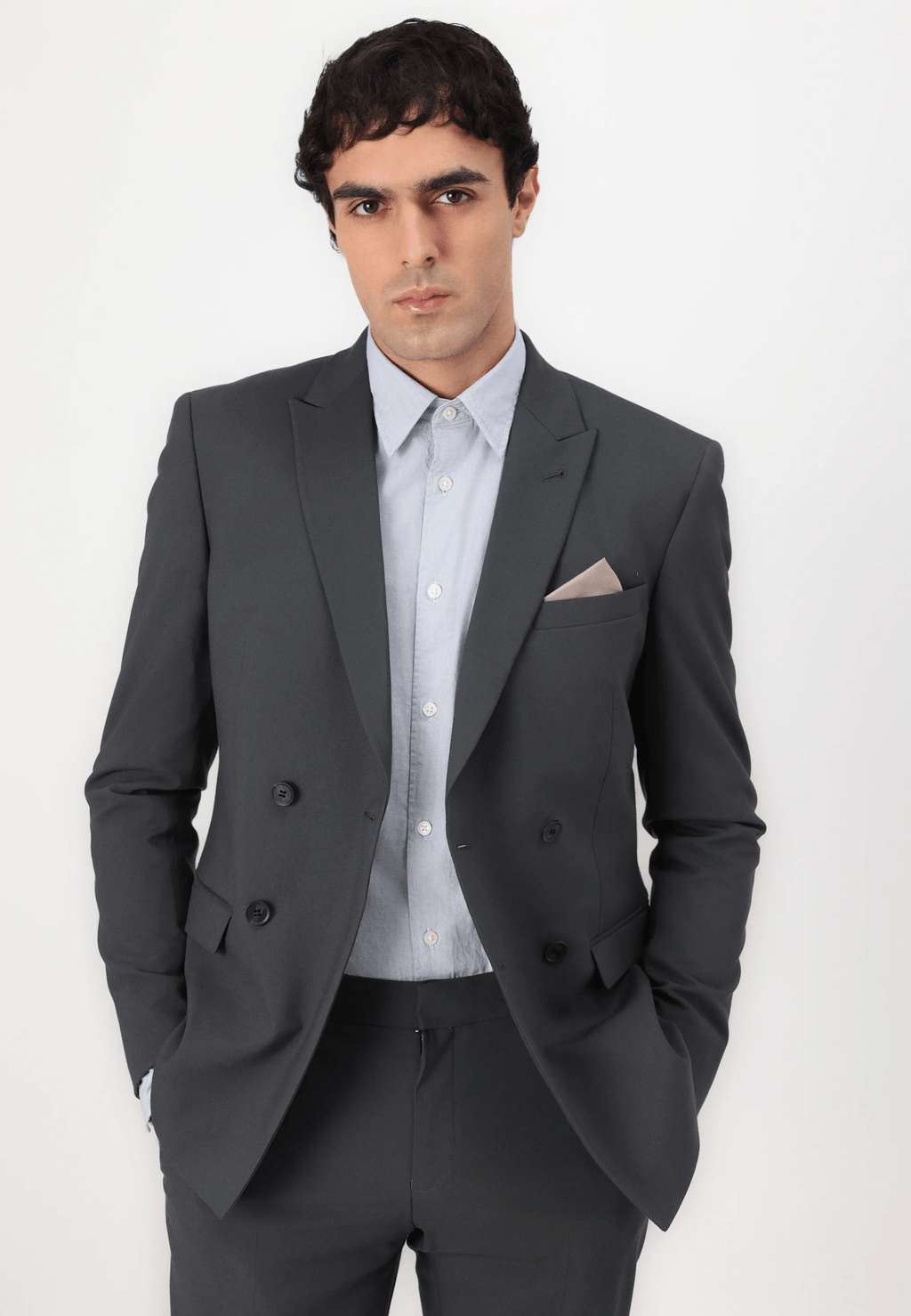 Tiavllya Fashion Mens 2 Pieces Suit Flat Double Breasted Tuxedos For Wedding (Blazer+Pants)