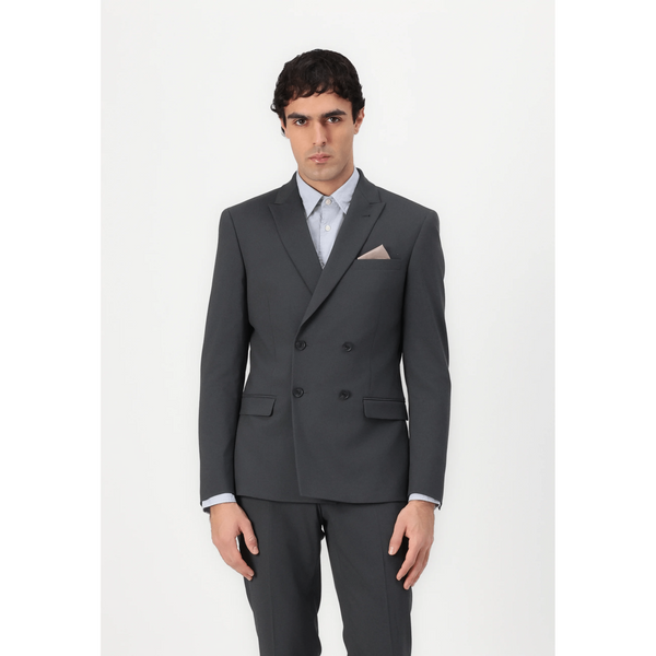 Tiavllya Fashion Mens 2 Pieces Suit Flat Double Breasted Tuxedos For Wedding (Blazer+Pants)