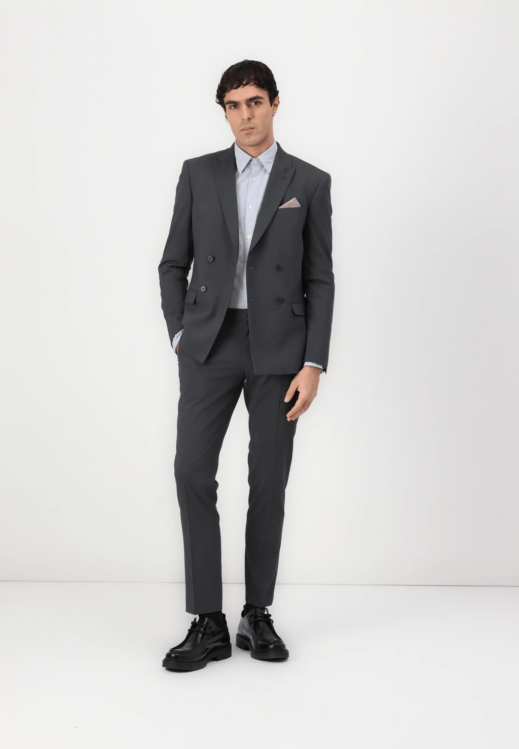 Tiavllya Fashion Mens 2 Pieces Suit Flat Double Breasted Tuxedos For Wedding (Blazer+Pants)