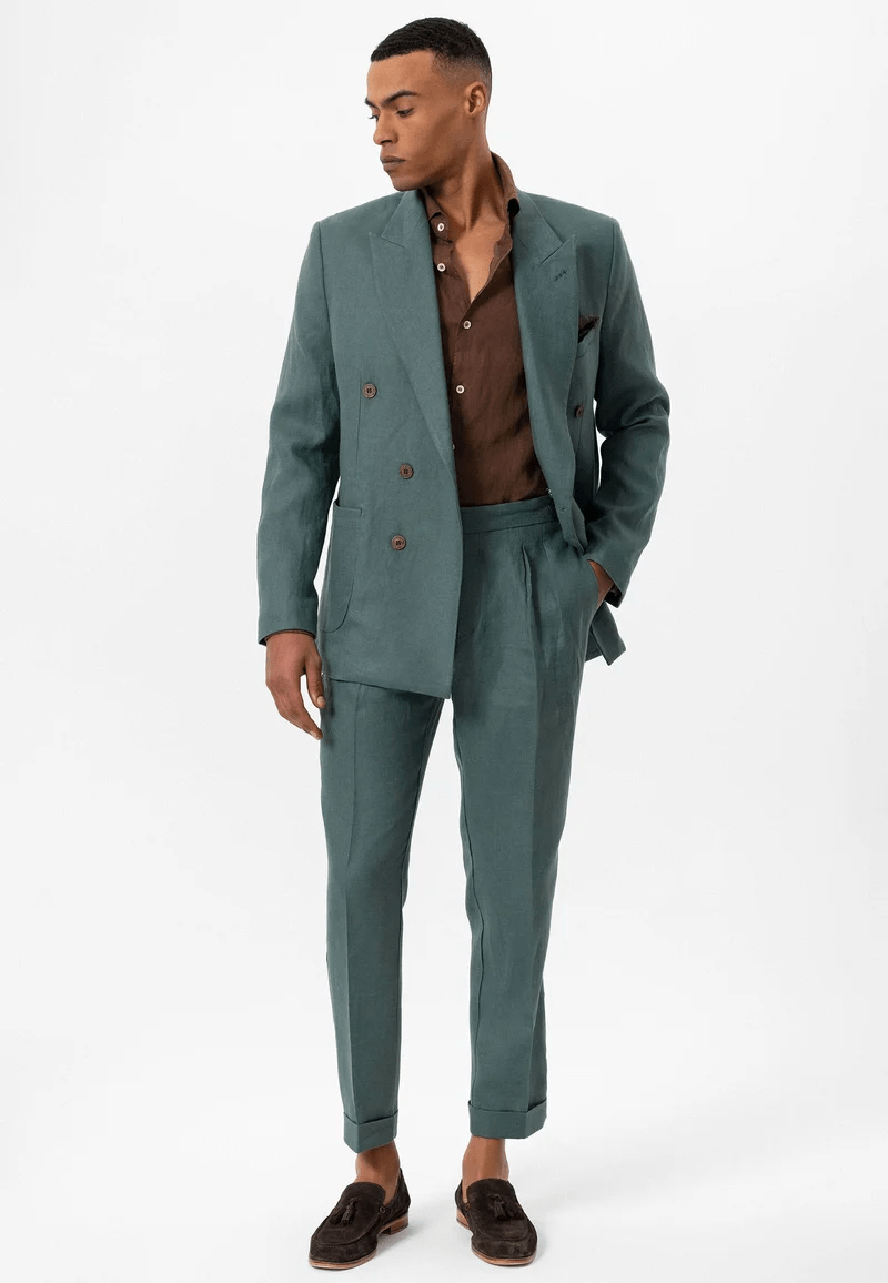 Tiavllya Fashion Mens 2 Pieces Suit Flat Tuxedos For Wedding (Blazer+Pants)