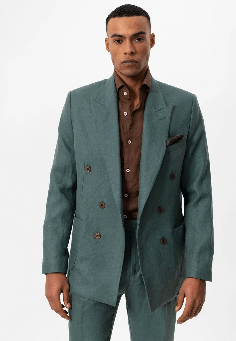 Tiavllya Fashion Mens 2 Pieces Suit Flat Tuxedos For Wedding (Blazer+Pants)