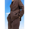 Tiavllya Fashion Mens 2 Pieces Suit Linen Double Breasted Tuxedos For Wedding (Blazer+Pants)