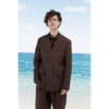 Tiavllya Fashion Mens 2 Pieces Suit Linen Double Breasted Tuxedos For Wedding (Blazer+Pants)