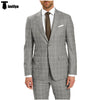 Tiavllya Fashion Mens Suit 2 Pieces Plaid Peak Lapel Tuxedos (Blazer+Pants)