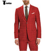 Tiavllya Fashion Mens Suit 2 Pieces Plaid Peak Lapel Tuxedos (Blazer+Pants)