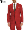 Tiavllya Fashion Mens Suit 2 Pieces Plaid Peak Lapel Tuxedos (Blazer+Pants)