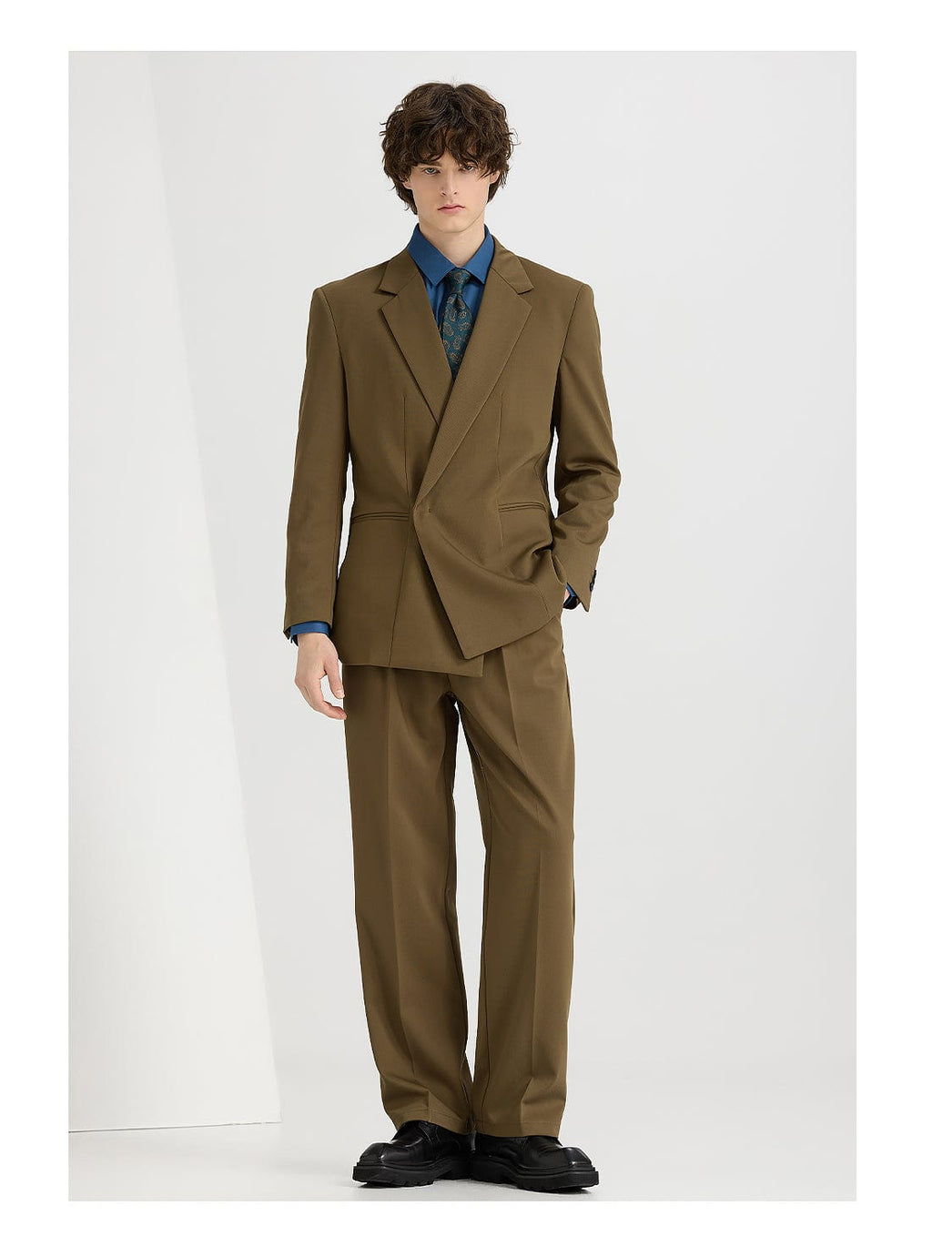 Tiavllya Fashionable 2-Piece Double-Breasted Men's Notch-Lapel Tuxedo Wedding Suit (Blazer + Pants)