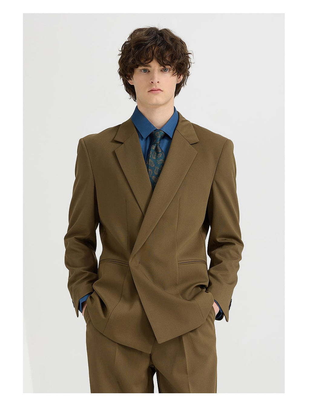 Tiavllya Fashionable 2-Piece Double-Breasted Men's Notch-Lapel Tuxedo Wedding Suit (Blazer + Pants)