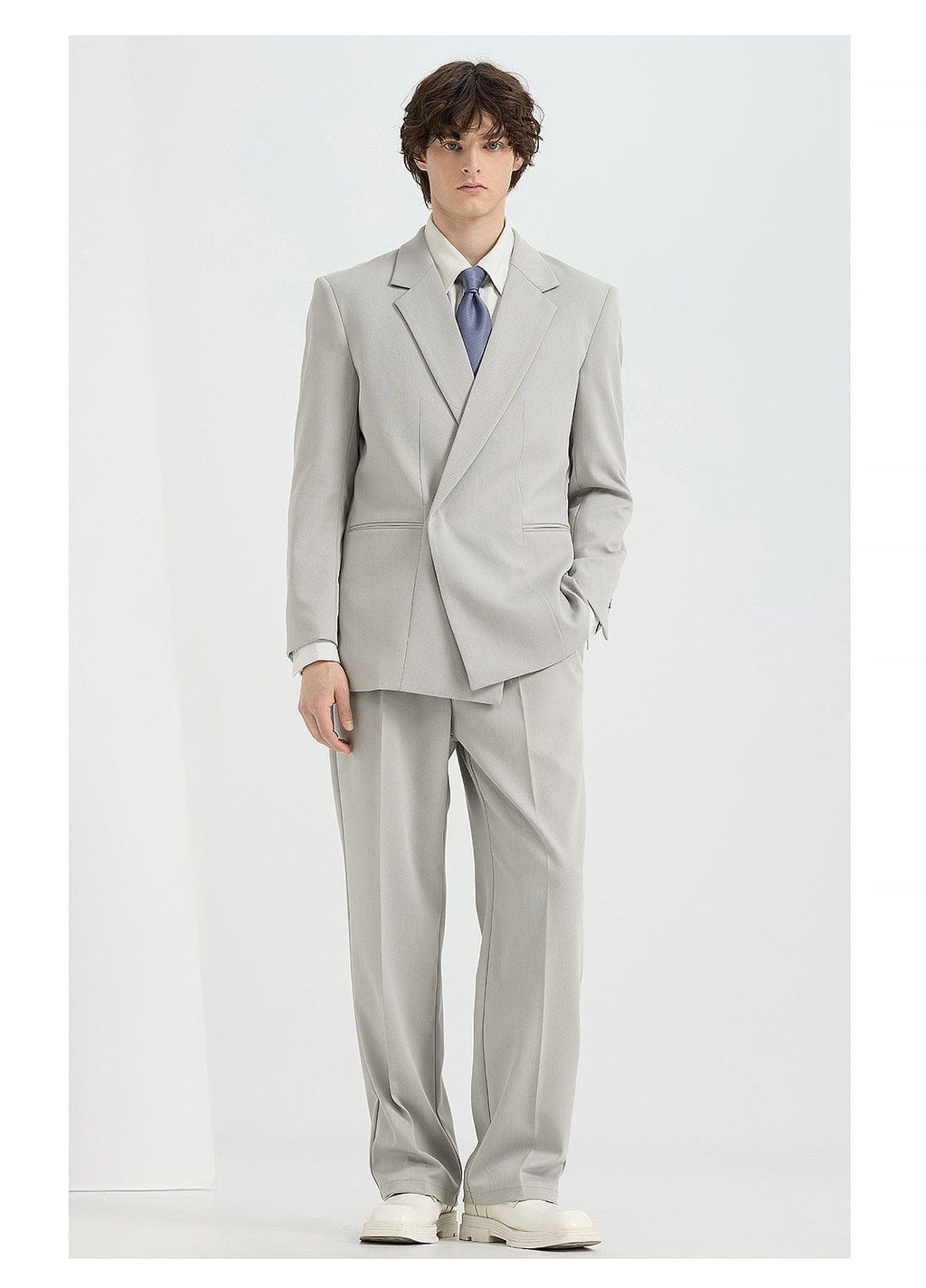 Tiavllya Fashionable 2-Piece Double-Breasted Men's Notch-Lapel Tuxedo Wedding Suit (Blazer + Pants)