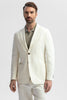 Tiavllya Formal 2 Piece Men's Ivory Suit Flat Linen Notch Lapel Tuxedos (Blazer+Shorts)