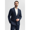 Tiavllya Formal 2 Piece Men's Navy Suit Flat Linen Notch Lapel Tuxedos (Blazer+Shorts)
