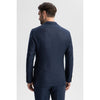 Tiavllya Formal 2 Piece Men's Navy Suit Flat Linen Notch Lapel Tuxedos (Blazer+Shorts)