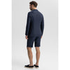Tiavllya Formal 2 Piece Men's Navy Suit Flat Linen Notch Lapel Tuxedos (Blazer+Shorts)