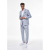 Tiavllya Formal 2 Pieces Mens Light Blue Suit Flat Notch Lapel Tuxedos For Wedding (Blazer+Pants)
