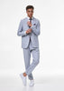 Tiavllya Formal 2 Pieces Mens Light Blue Suit Flat Notch Lapel Tuxedos For Wedding (Blazer+Pants)