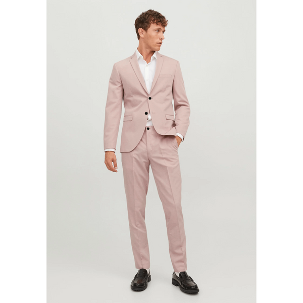 Tiavllya Formal 2 Pieces Mens Pink Suit Flat Notch Lapel Tuxedos For Wedding (Blazer+Pants)