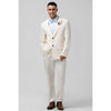 Tiavllya Formal 2 Pieces Mens Suit Flat Linen Peak Lapel Suit (Blazer + Pants)