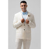 Tiavllya Formal 2 Pieces Mens Suit Flat Linen Peak Lapel Suit (Blazer + Pants)