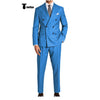 Tiavllya Formal 2 Pieces Mens Suit Flat Peak Lapel Double Breasted Tuxedos For Wedding (Blazer+Pants)
