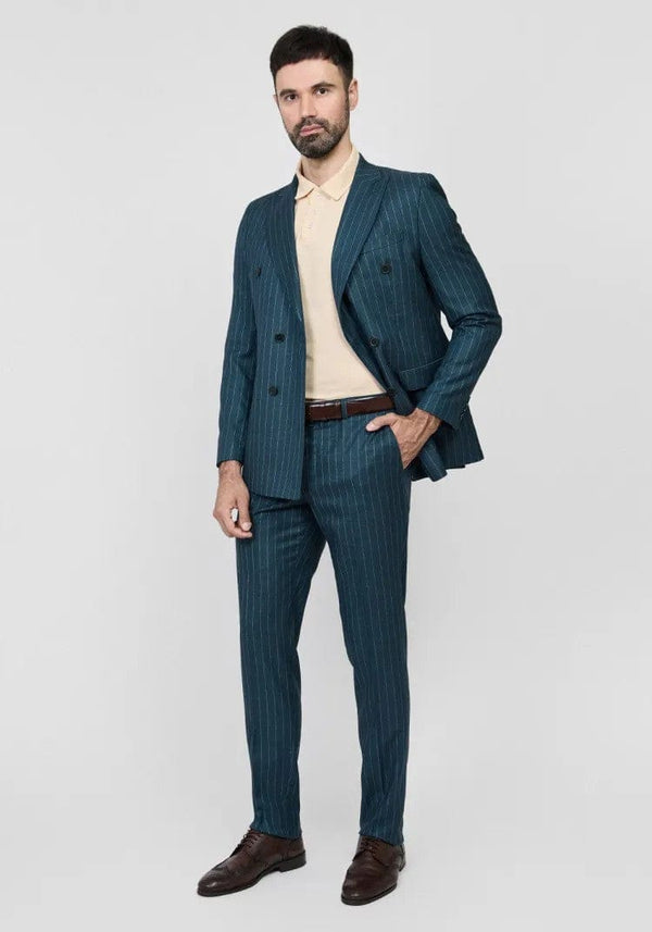 Tiavllya Formal Men's 2 Pieces Mens Suit Notch Lapel Striped Tuxedos (Blazer+Pants)